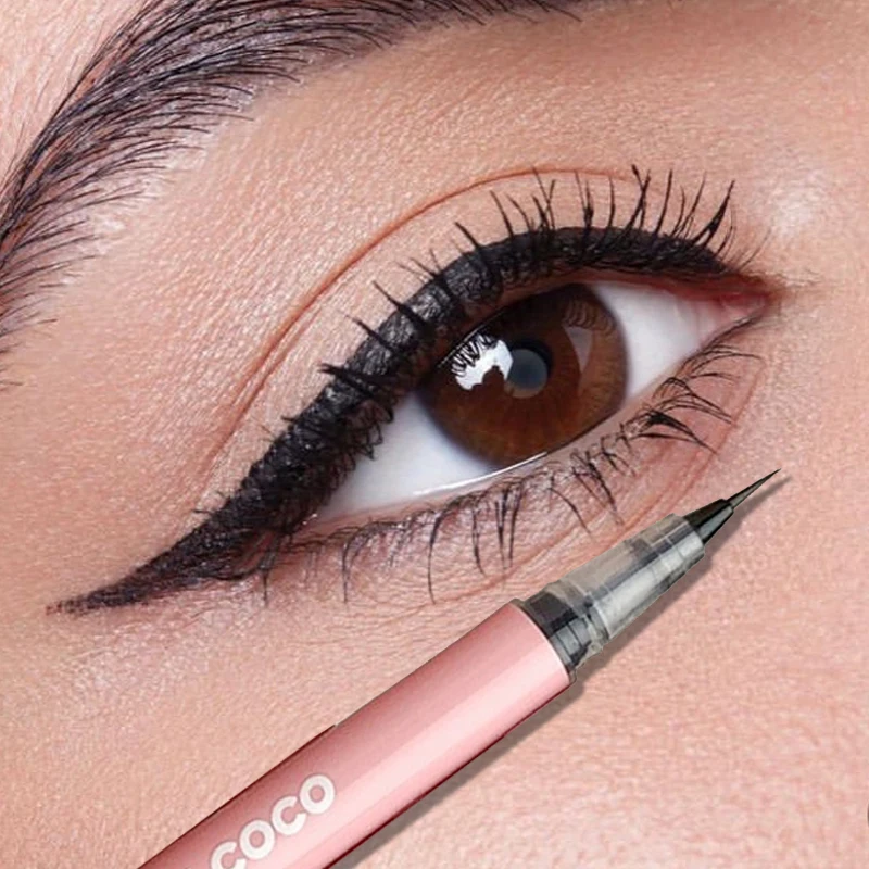 Waterproof Ultra Thin Liquid Eyeliner Silky Non Smudging Lasting Black Brown Pink Matte Lying Silkworm Eye Liner Pen Eyes Makeup