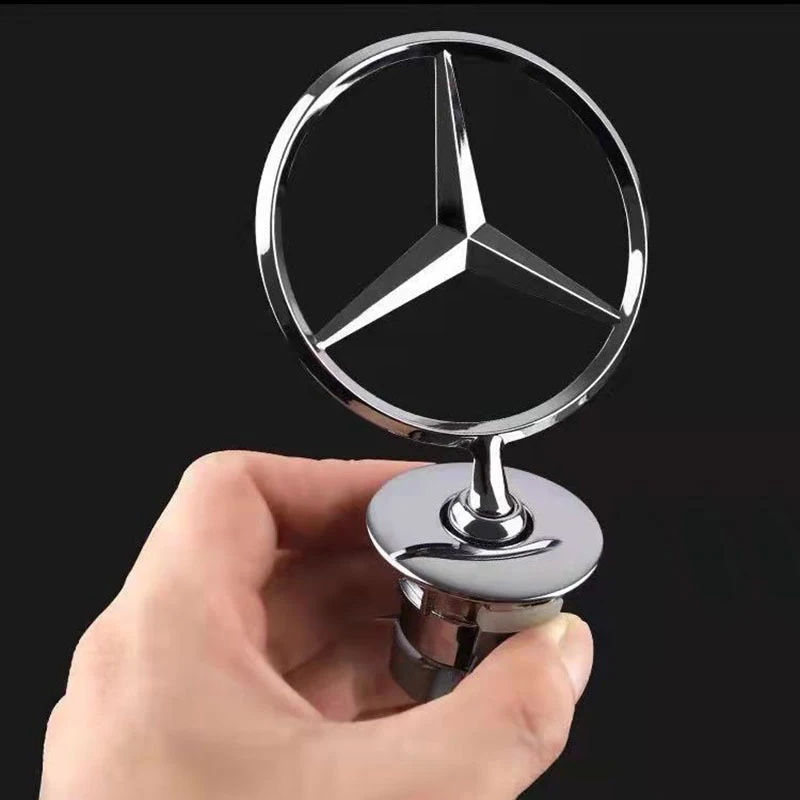 3d Metal Chrome Black Mercedes Benz Star Bonnet Logo Hood Emblem For Benz C E S Class W204 W212 W220 W210 W221 Accessories