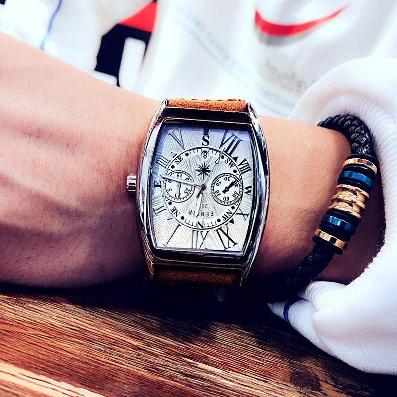UTHAI CQ326 Wine barrel shaped men's watch, calendar, waterproof couple quartz watch, the best choice for gift giving occasions