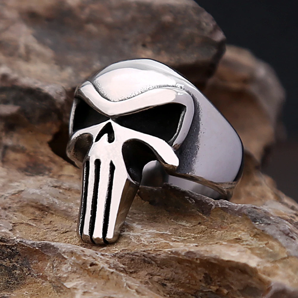 Fashion Retro High Polished Stainless Steel Skull Ring for Men Punk Simple Personality Skull Rings Motorcycle Amulet Jewelry