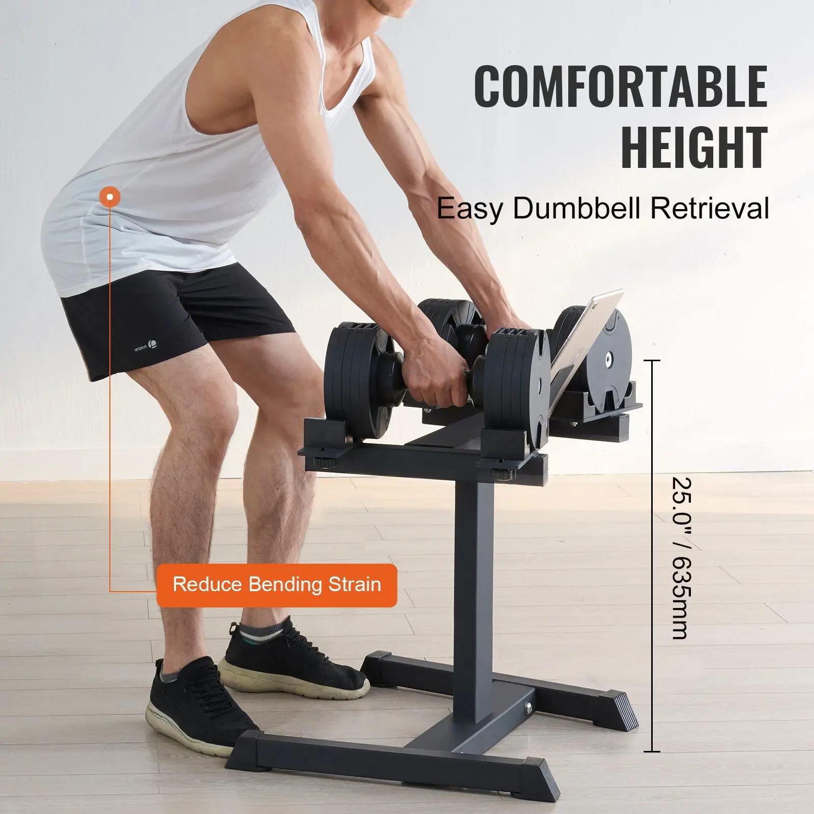 

Safe and Convenient Dumbbell Weight Holder Adjustable Dumbbell Stand Home Fitness Rack and Stand with Media Rack