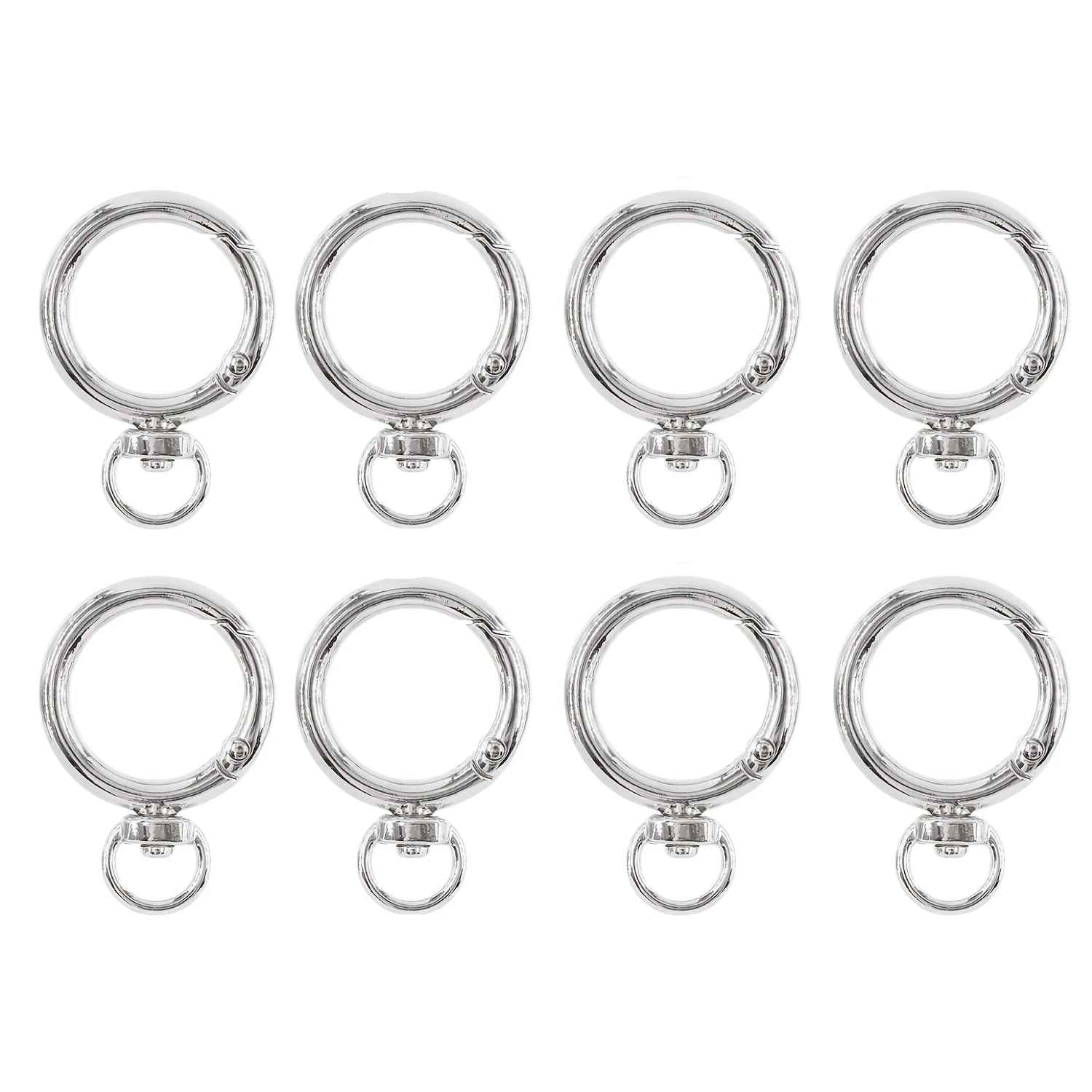 8pcs Round Openable Swivel Metal Spring Key Rings