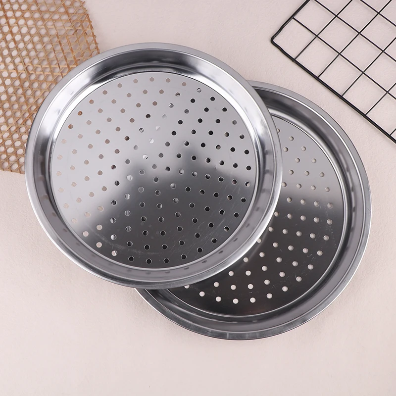 .1Pc 28/30/32/34CM Stainless Steel Round Steamer Durable Dumplings Fish Steaming Tray Thickened Steamer Kitchen Cooking Gadgets