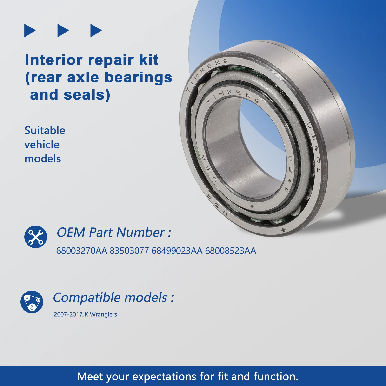 

83503077 Rear Wheel Bearing Complete Kit 68003270AA for Jeep Wrangler JK 2007-2017 WBHA/JK/017A 68499023AA 68008523AA