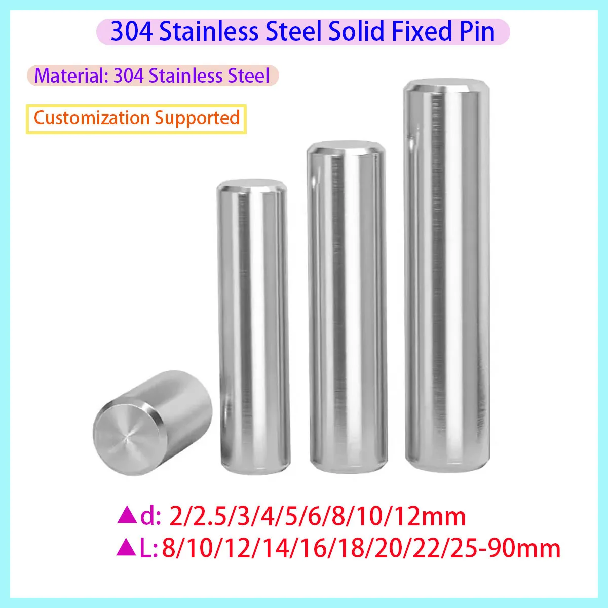 

304 Stainless Steel Cylindrical Positioning Pin Fixed Shaft Solid Rod M1 M1.2 M1.4 M1.5 M2 M2.5 M3 M4-M12