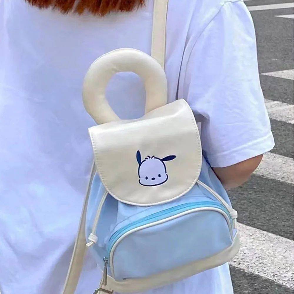 Sanrio Pochacco School Bag Kawaii Pu Handbags Student Schoolbag Waterproof Commuting Satchel Backpack Women Outdoor Casual Pouch