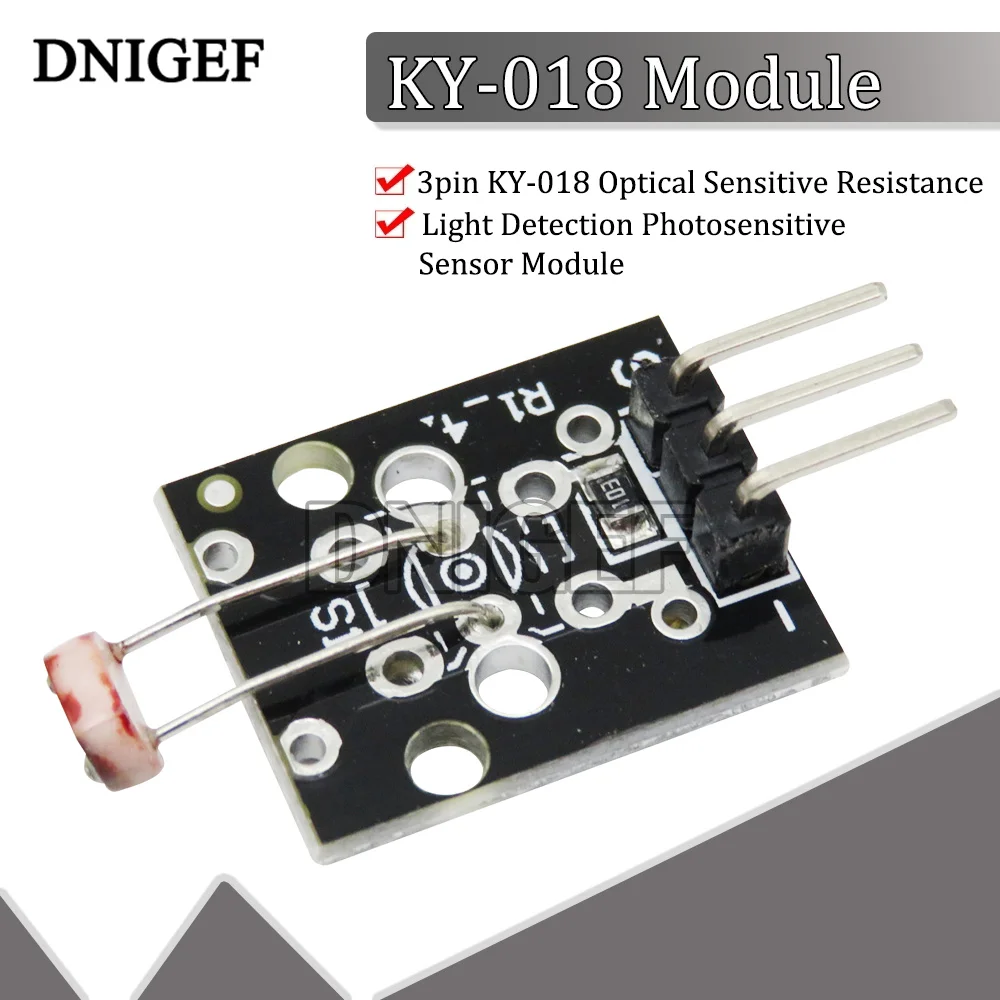 10PCS KY-018 3pin Optical Sensitive Resistance Light Detection Photosensitive Sensor Module for Arduino DIY Kit KY018