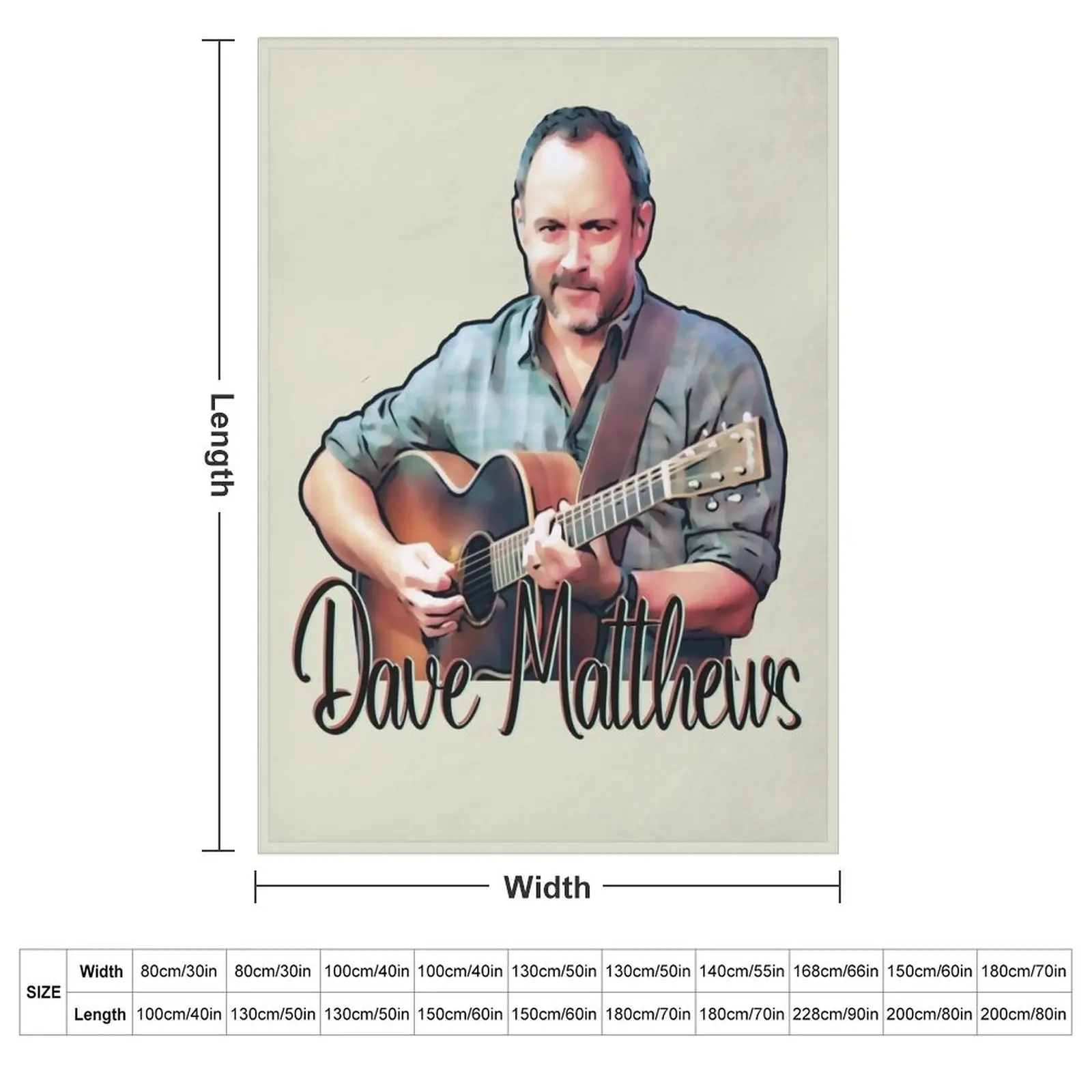 Dave Matthews With Guitar (Cartoon) Throw Blanket couch cozy soft plush fuzzy picnic outdoor blanket