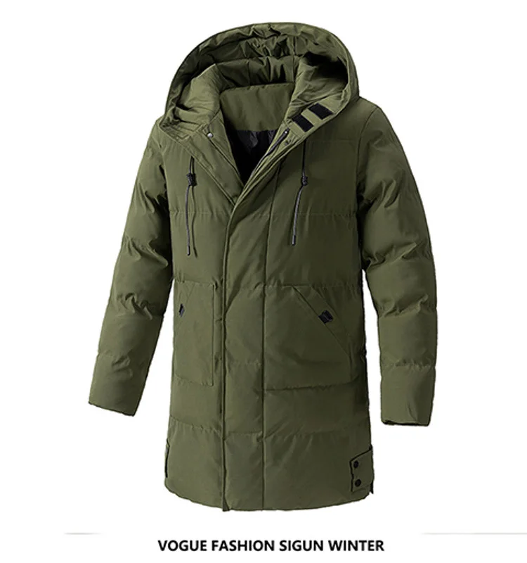 Winter Long Thick Padded Coat Men's Korean Casual Outerwear