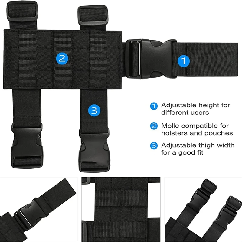 Fondina universale per gamba a goccia piattaforma per coscia fondina tattica per pistola MOLLE per pannello di Paintball da caccia con cinghie Molle