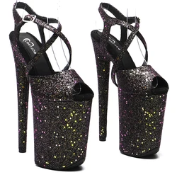 Sandálias De Salto Alto De Plataforma Leecabe Glitter, Sapatos De Dança Do Pole, 23cm, 9 Polegadas, Moda