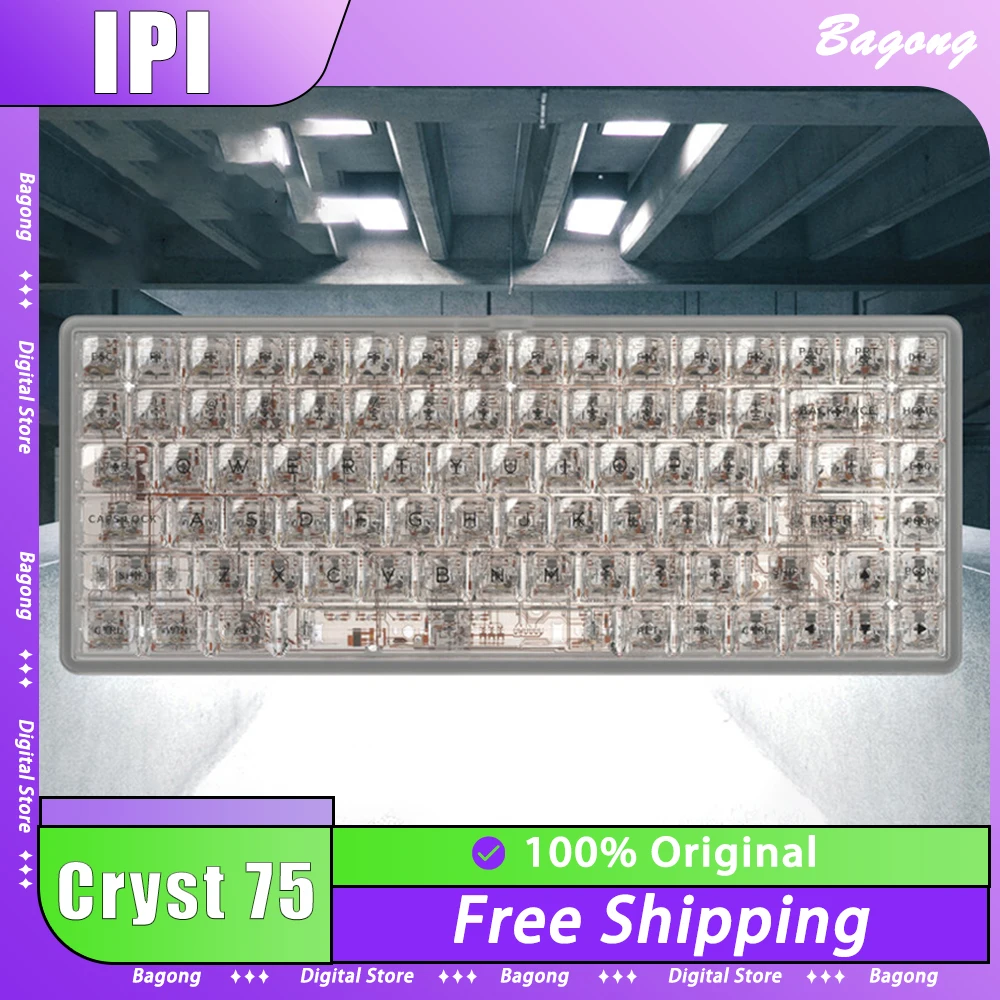 

IPI Cryst 75 Mechanical Keyboard Transparent RGB Backlight Hot Swap Wired Gaming Keyboard Ergonomics Pc Gamer Accessories Gift