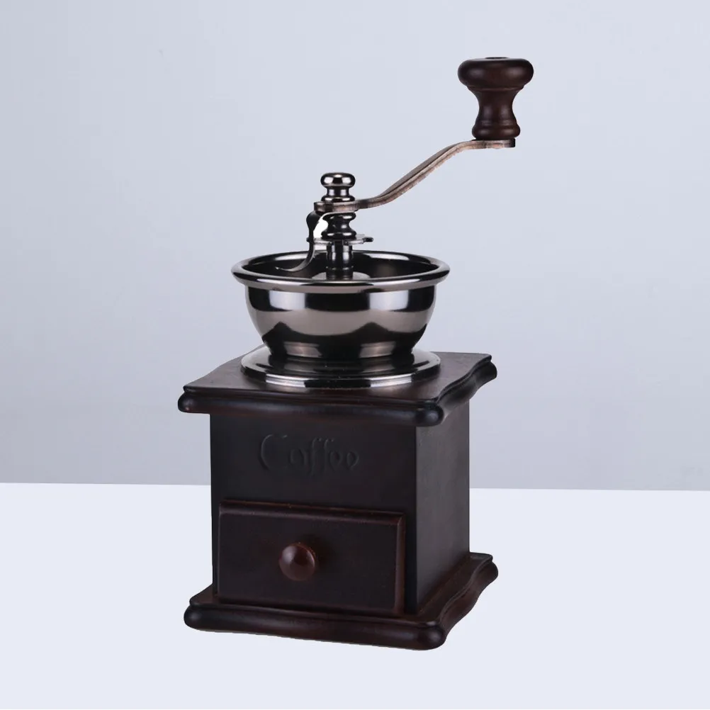 Classic Hand Coffee Grinder Ceramic Burr Mill for Beans Adjustable Consistency Stylish Wooden Body Gift for Coffee Lovers