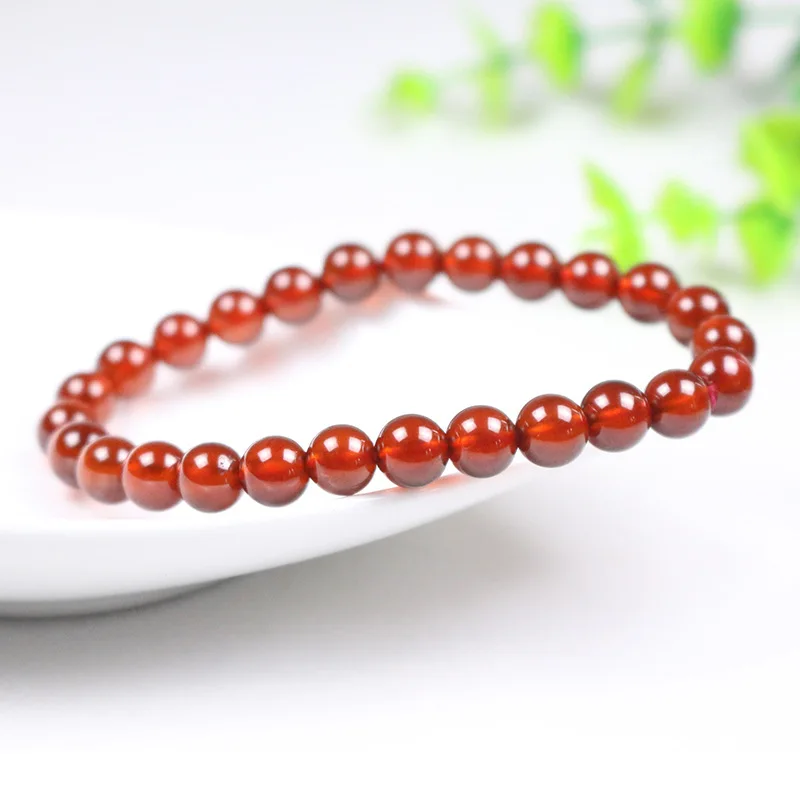 Natural Orange Garnet Single Strand Bracelet, Orange Red Garnet Bead Bangle, Fashion Women Crystal Gift