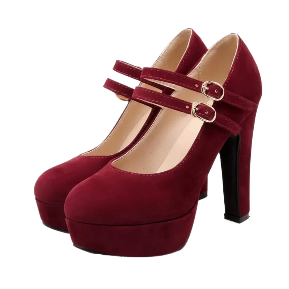 

Туфли на высоком каблуке BLXQPYT для женщин, с круглым носком, на ремешке с пряжкой, для вечеринок, свадебные туфли, туфли-лодочки для невесты, на платформе, большие размеры 45, 46, 47, 99-9