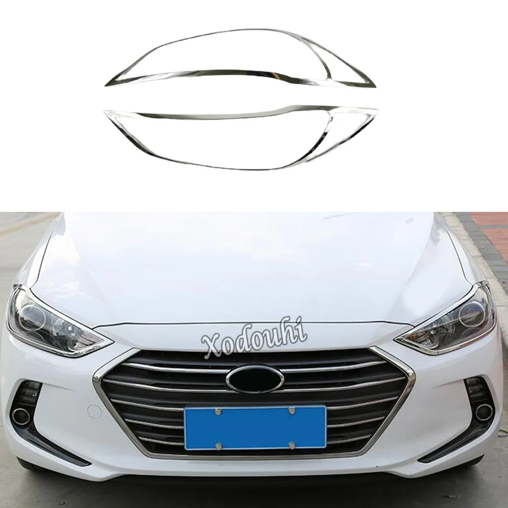 

For Hyundai Elantra Avante 2016 2017 2018 2019 2020 Car Cover Eyebrow Head Front Light Lamp Trim Frame Part Molding Stick 2PCs