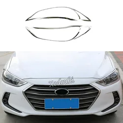 For Hyundai Elantra Avante 2016 2017 2018 2019 2020 Car Cover Eyebrow Head Front Light Lamp Trim Frame Part Molding Stick 2PCs