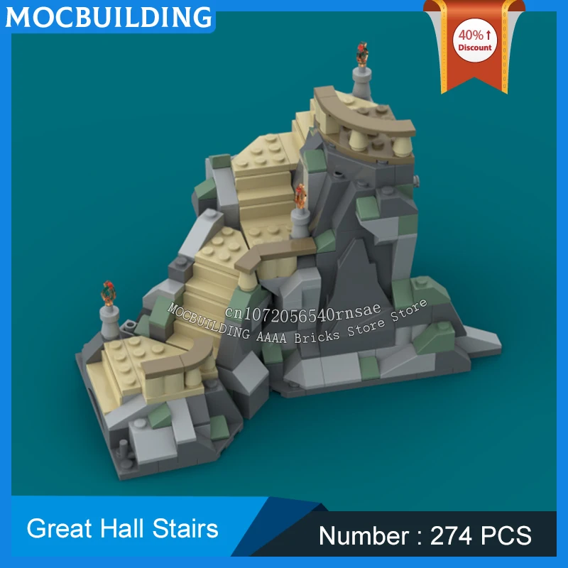 MOC Building Blocks Classic Magic Movie Scene Great Hall Stairs Model DIY Assemble Bricks Creative Toys Collection Display Gift