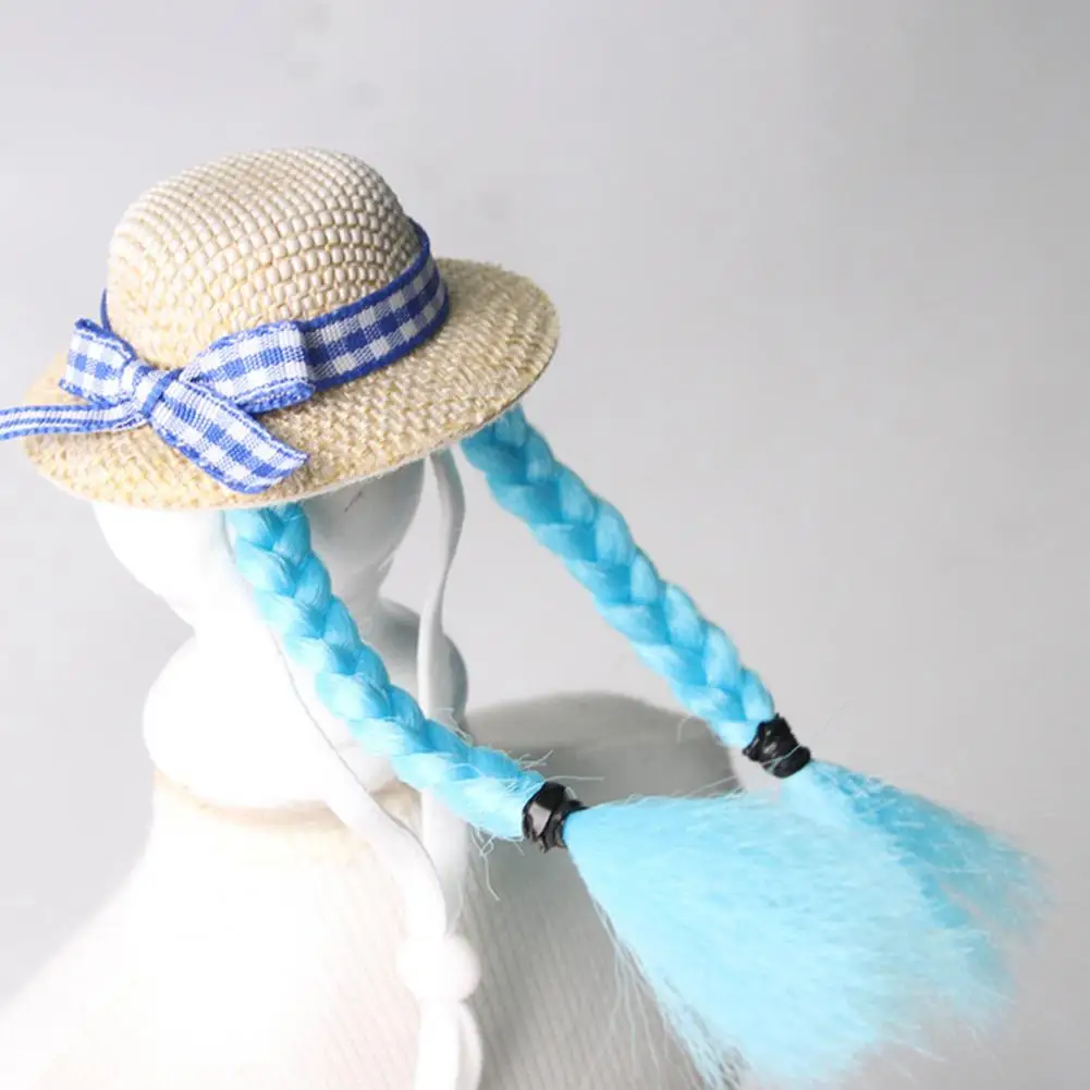 Pet Photo Prop Hat Hamster Sun Hat with Double Braids Elastic Strap Adjustable Small Pet Hat for Budgies Roosters Guinea Pigs