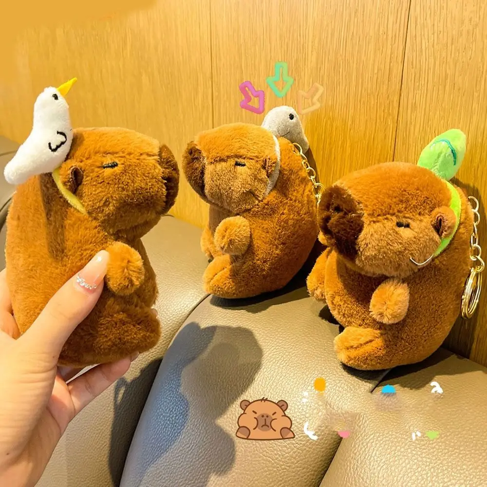 Doll Toy Capybara Plush Keychain PP Cotton Hairpin Animal Capybara Key Ring Seagull Snake Plush Doll Keyring Backpack Decor