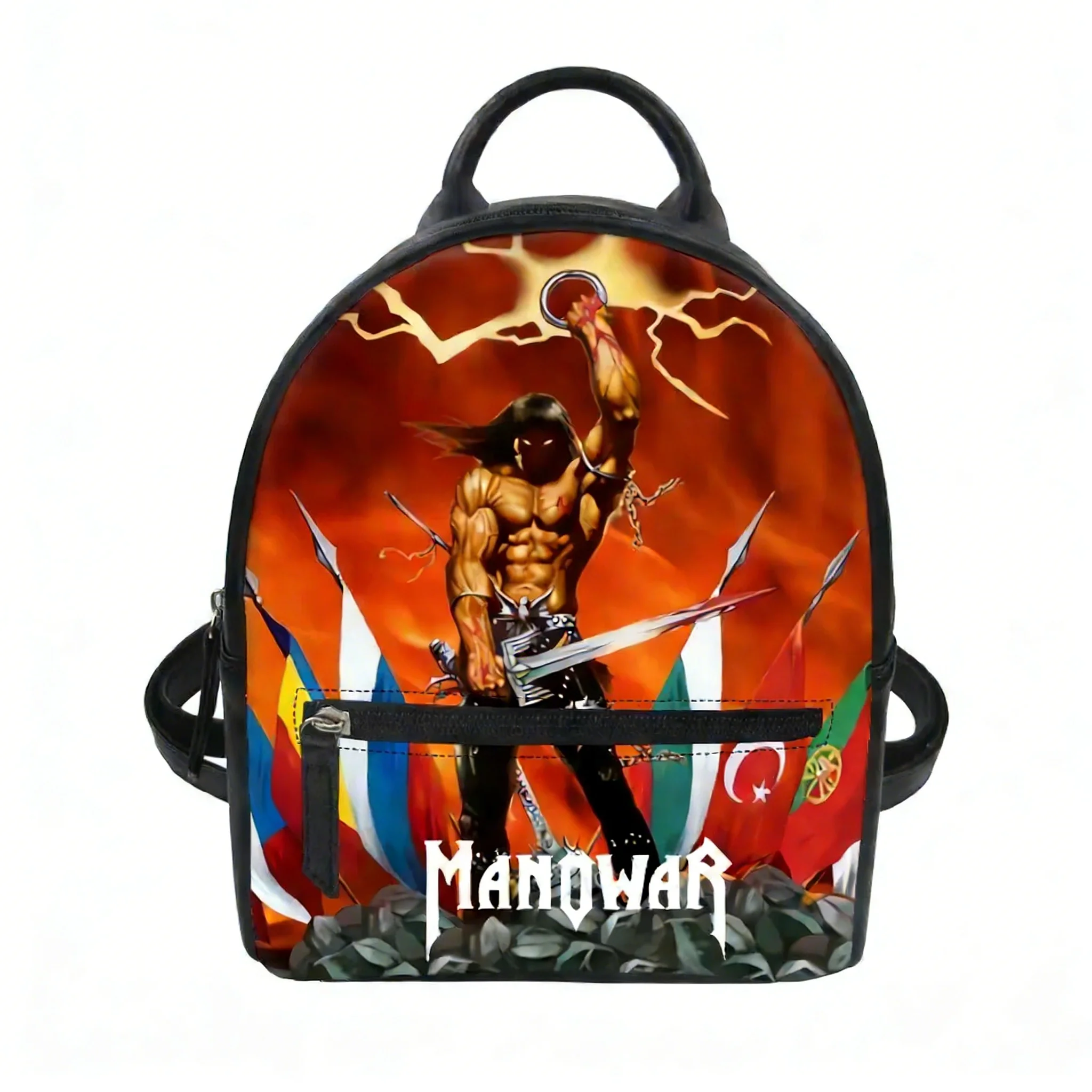

Manowar Band Custom Backpack Purse Schoolbags Personalized Double Shoulder Bag Mini Daypack Leather Travel Bag Gift