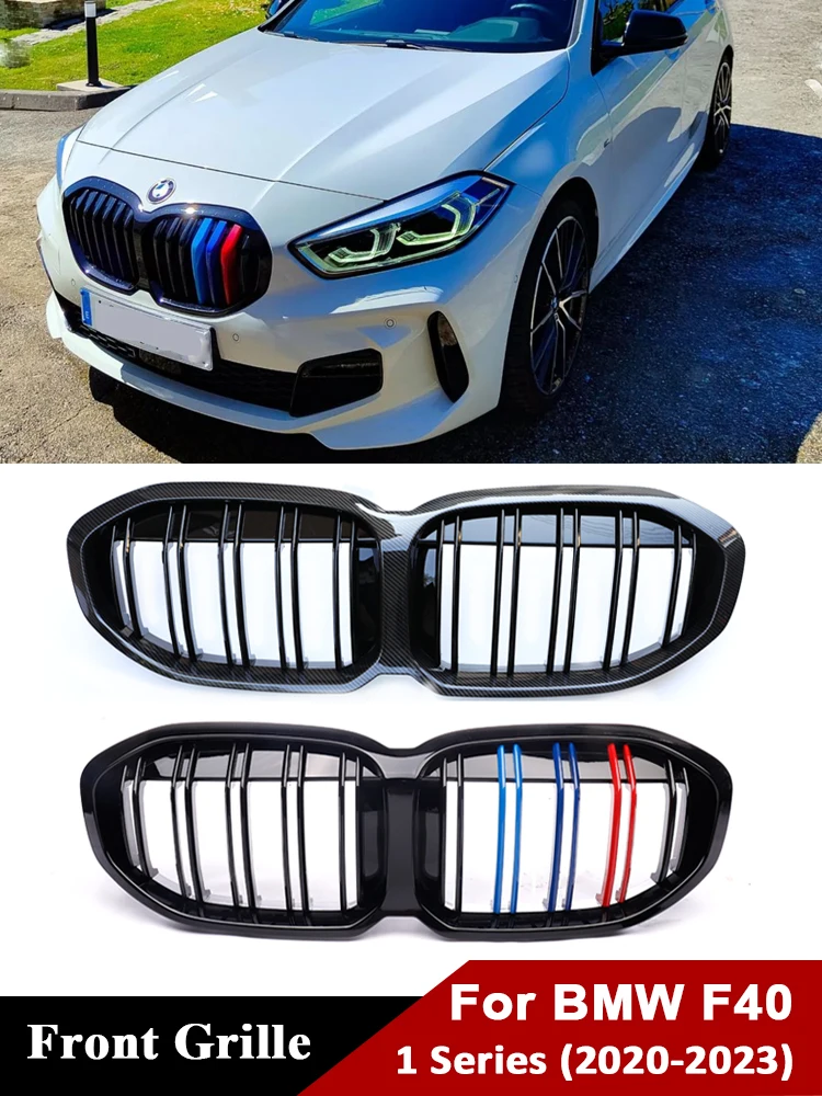 

Front Bumper Kidney M Color Grille Facelift For BMW 1 Series F40 2019-2023 Carbon Fiber Racing Grill Cover Car Replacement