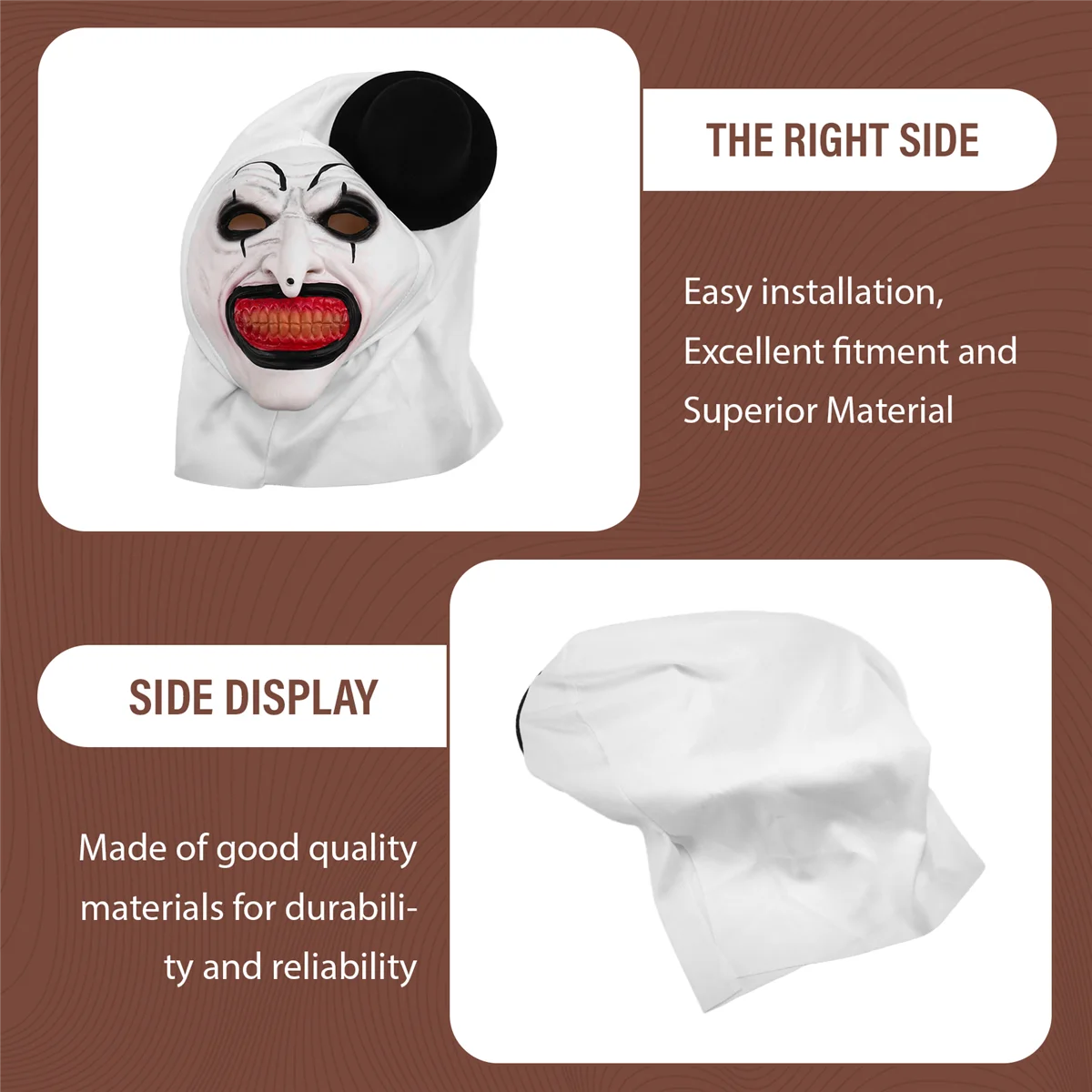 

Halloween Cover Halloween Terrifier Mask Killer Clown Mask Scary Joker Costume Halloween Horror Creepy Mask for Adult Men Women