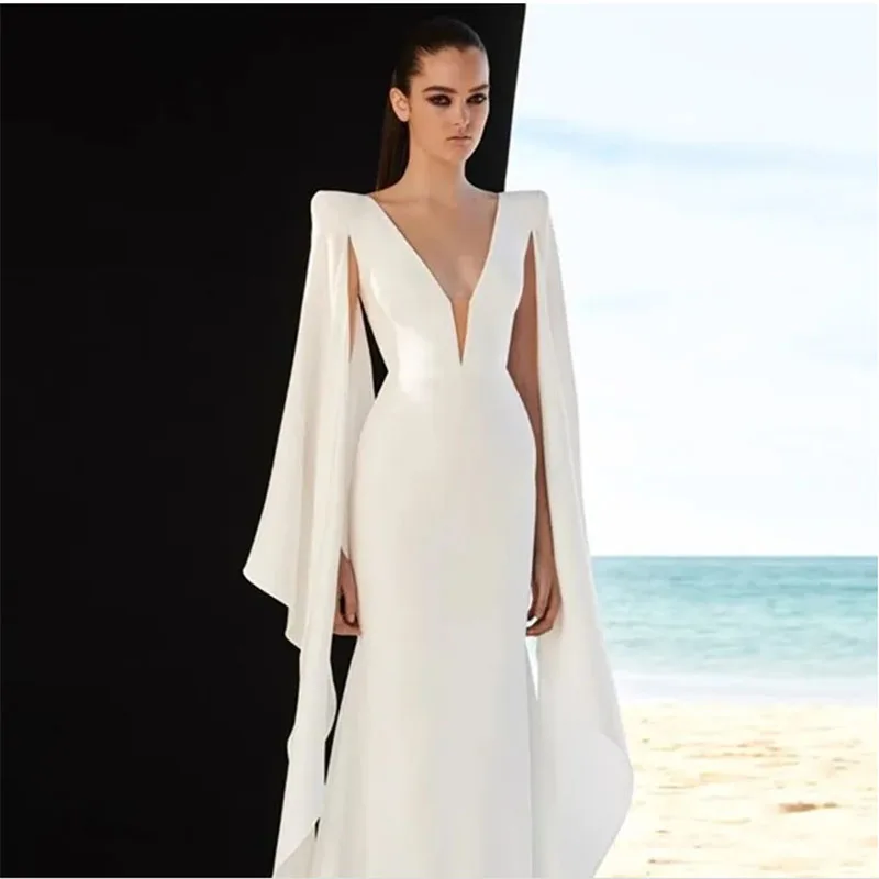 Customized Solid Elegant Formal Dresses For Women Deep V Neck Long Sleeve High Waist Hollow Out Long Dress 2026