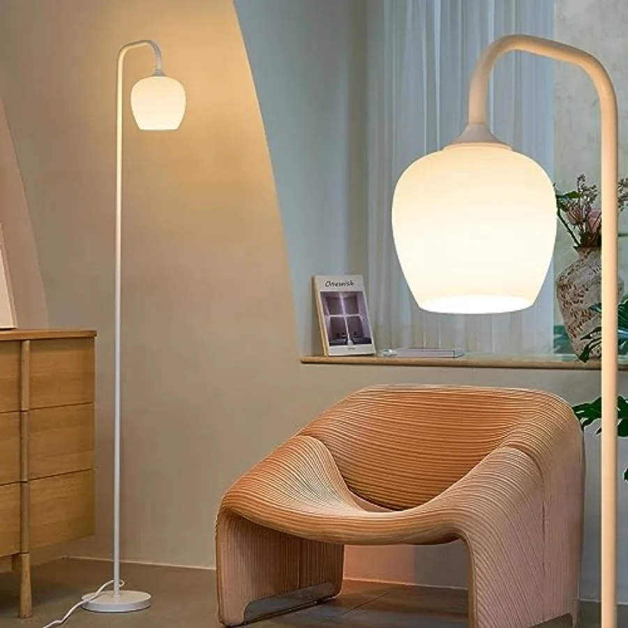 

Белый торшер - современный торшер для гостиной, спальни, абажур из опалового стекла, светодиодная лампа в комплекте для чтения, офиса, простой