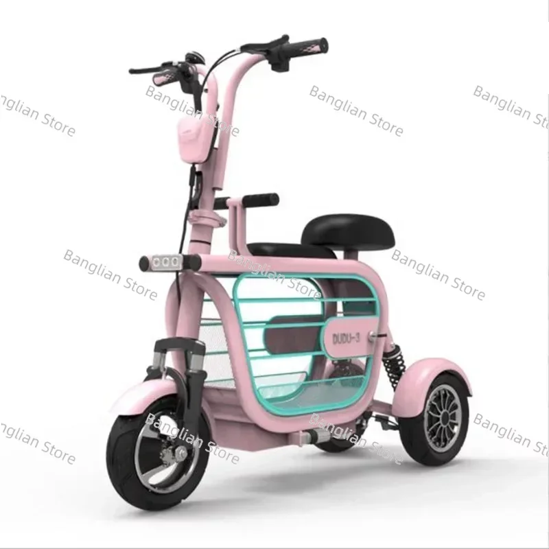 Toodi-Three Wheel Electric  Scooter Tricycle with Roof for Adult, Pink Max, Black, Green, Silver Body Motor, Acid Power Battery