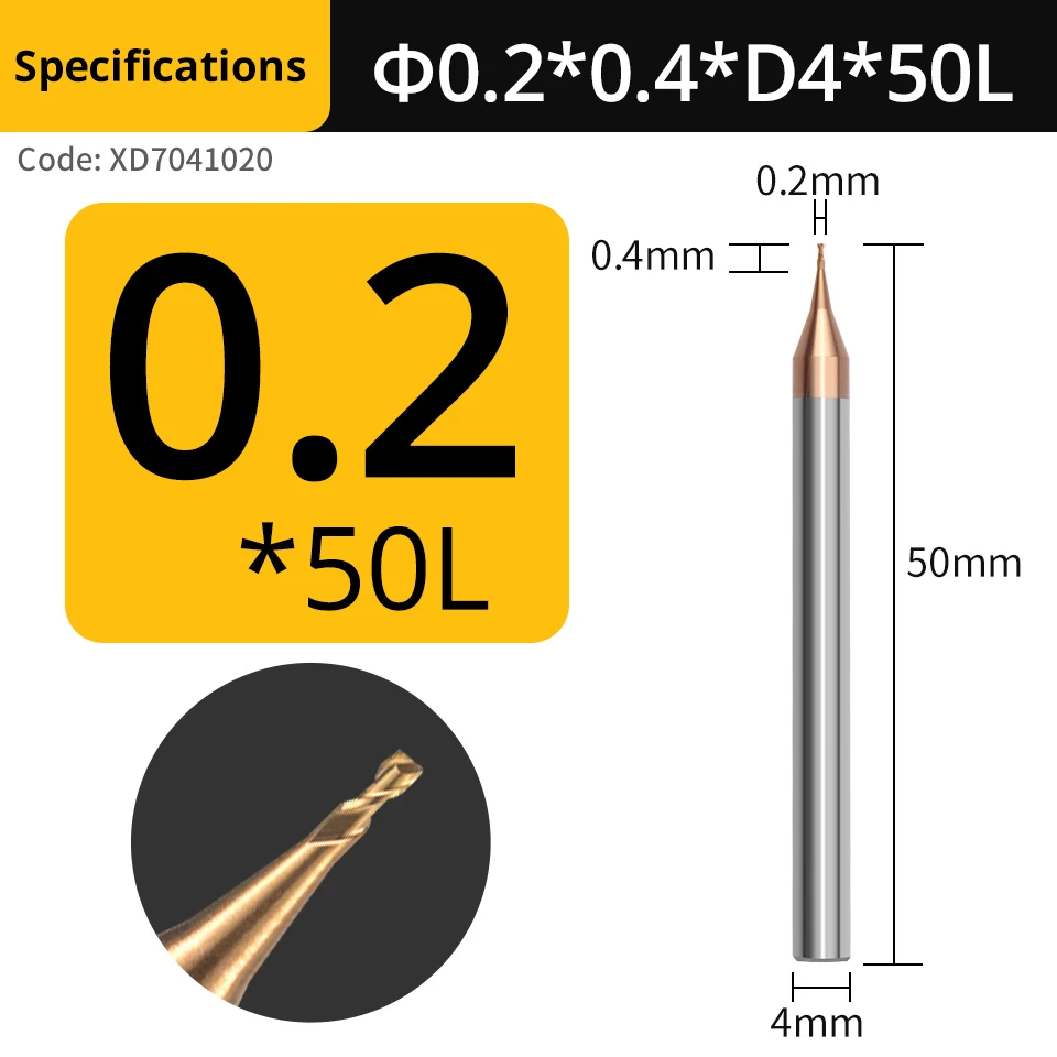 HRC55 Micro End Mill 4mm Shank Tungsten Carbide Mini Milling Cutter 2F Router Bit Cnc Machine Tools 0.2 0.3 0.4 0.5 0.6 0.8mm