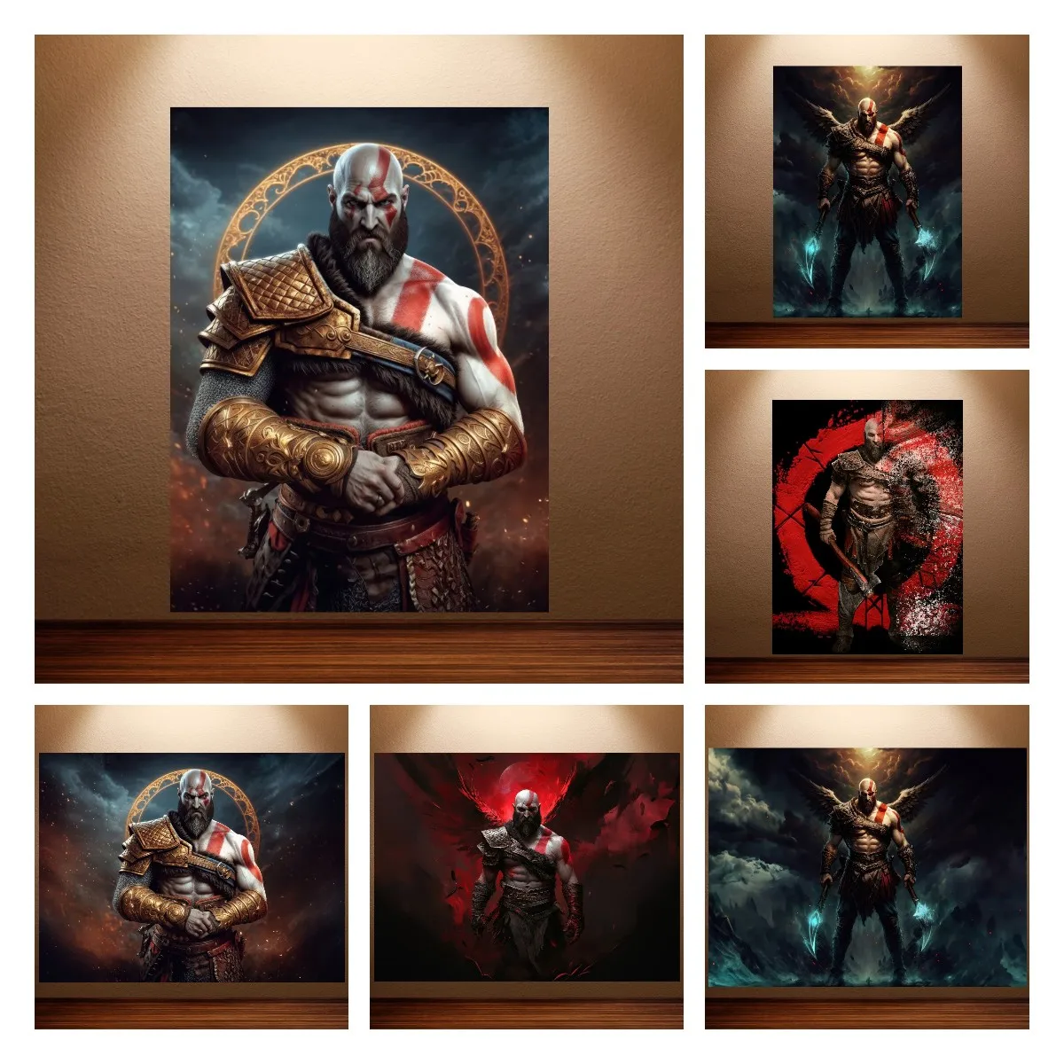 God of War Game Poster Kratos Poster GOD Classic Video Games Poster Canvas Painting Game Room Wall Decor Room Wall Art Sticker