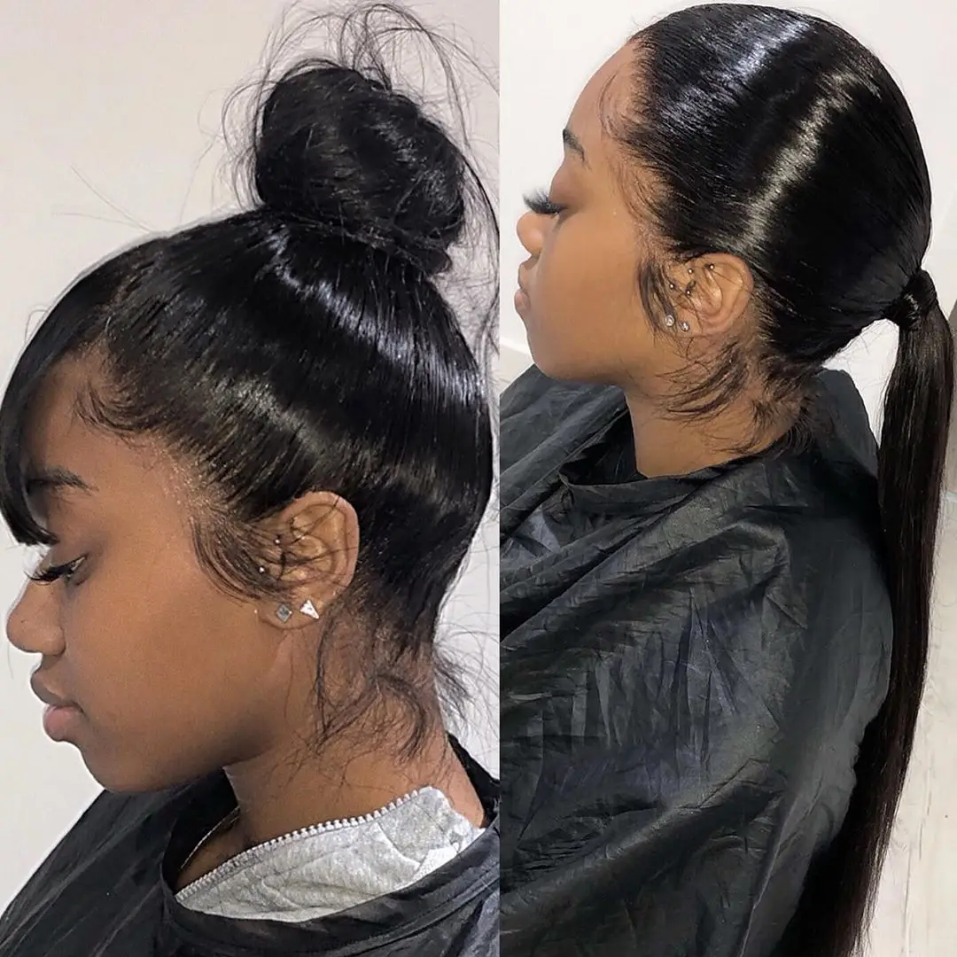 Holiday Season Straight Wig 100% Virgin Human Hair 13x4 HD Lace Front Pre Plucked 180 Density 18 24 30 Inch Silky Sleek Strands For Black Women