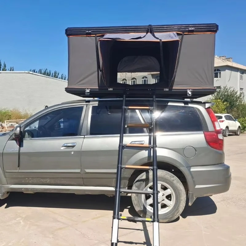 Outdoor Hard Shell Fiberglass Pickup Car Roof Top Tent With Rack