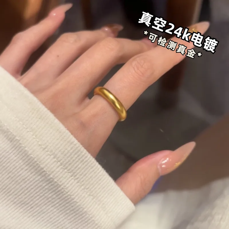 The ancient method of inheritance loach back thickening element ring ring female closed 9999gold