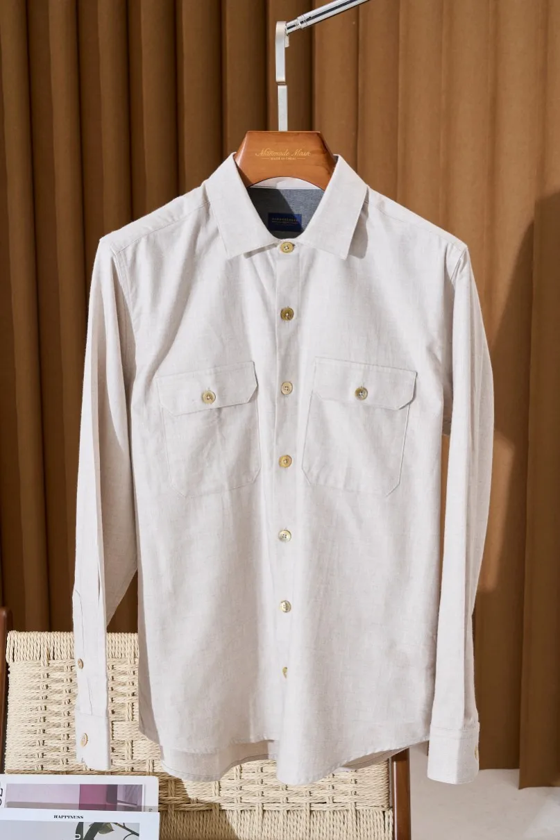 

Italian old money style 25 spring and autumn cashmere blended business casual tooling shirt jacket