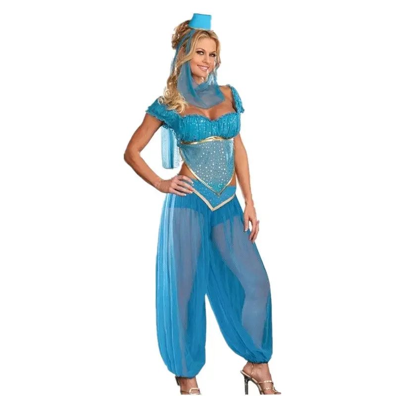 Sexy dea principessa Jasmine Costume adulti donne carnevale costumi di Halloween spettacolo di danza del ventre Costume arabo taglia S-XXL