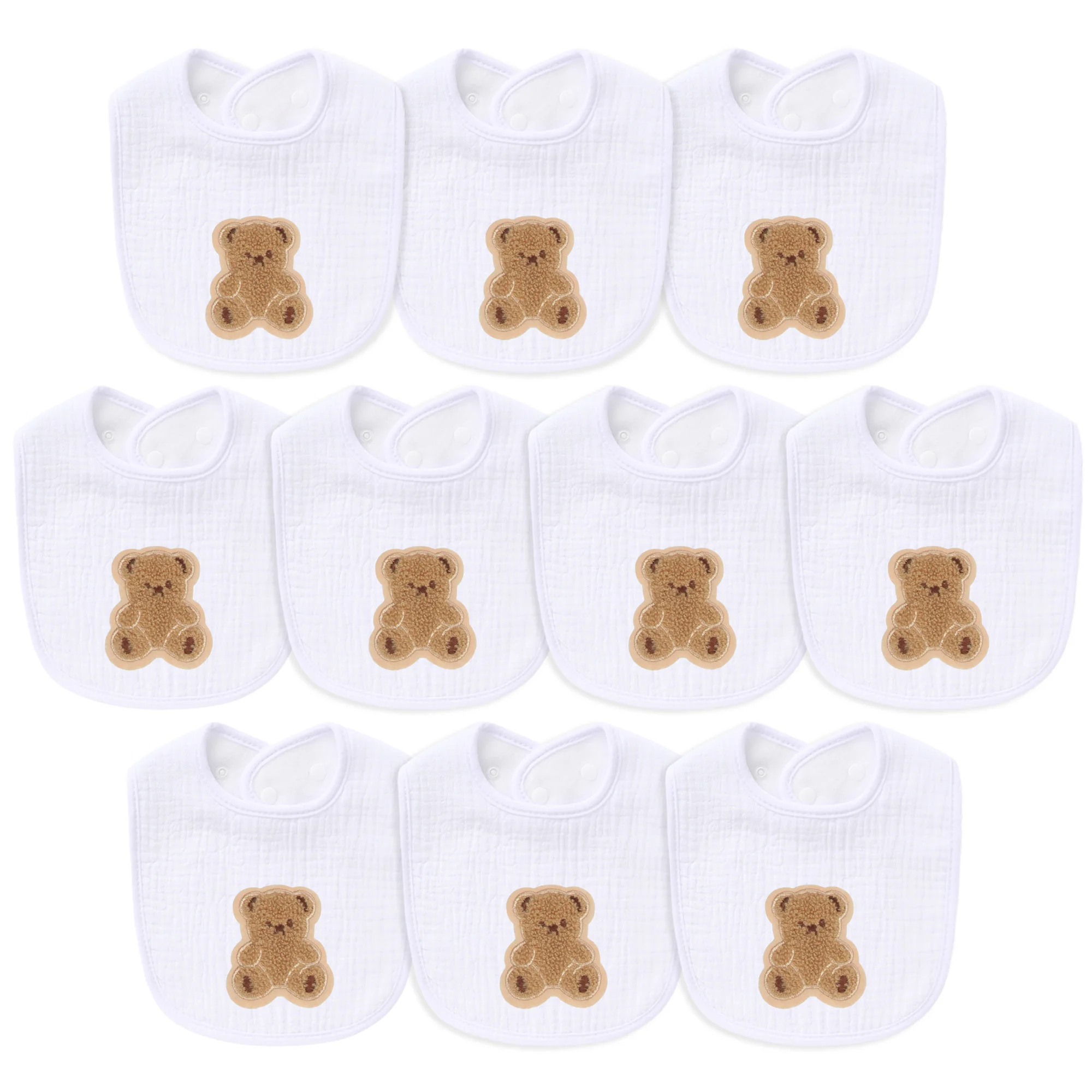 

10 Piece Soft Cotton Baby Bibs for Boys and Girls Comfortable Newborn Bibs for Drooling, Teething, Feeding(Cute Bear)