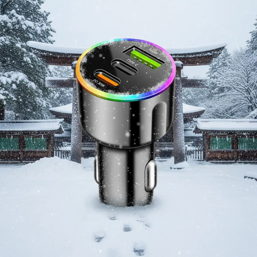 

60W 3 Ports Car Charger Fast Charging PD30W USB Type C Car Cigarette Adapter Car Phone Charger Adapter For Phones Fast Charging