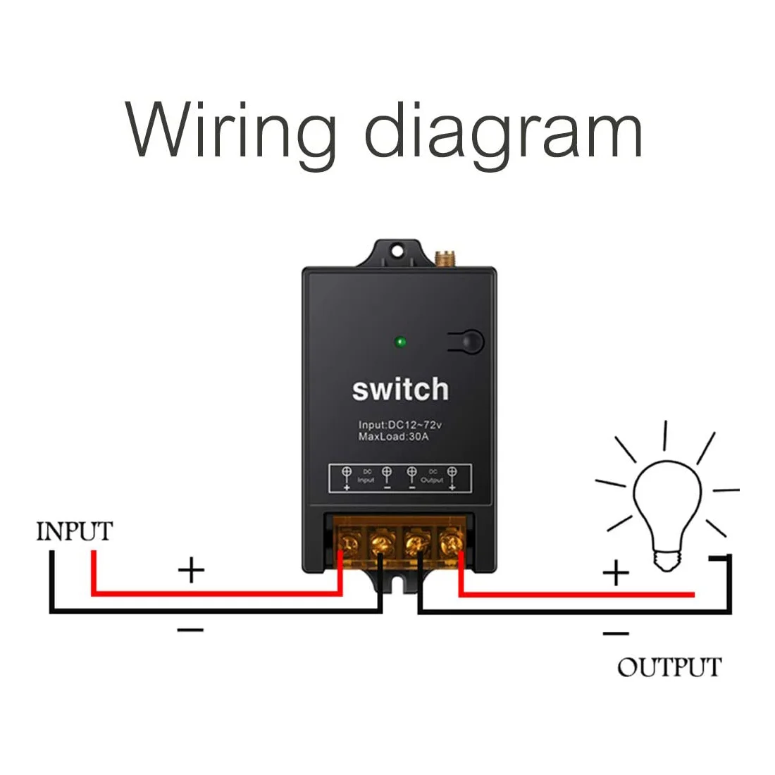 Remote Control Switch,DC 12V/24V/48V/72V 40A Relay, Wireless RF Switch with 984FT Long Range Remote Switch A002