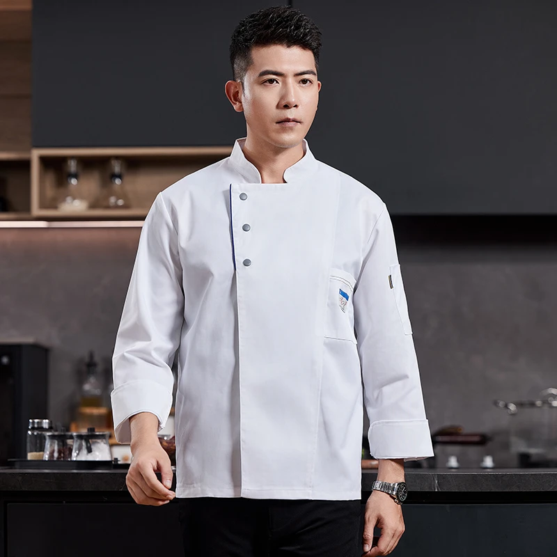 سترة الشيف الرجال النساء المئزر قمصان طويلة الأكمام قصيرة مطعم الشيف معطف موحد كوك الملابس فندق زي ملابس العمل النادل