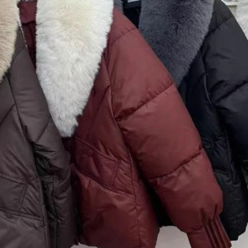 Luxury Women's Winter Tops Jacket Cotton Coat Fur Collar Thickened Warm Niche Design Simple Advanced Comfortable Brand Fashion