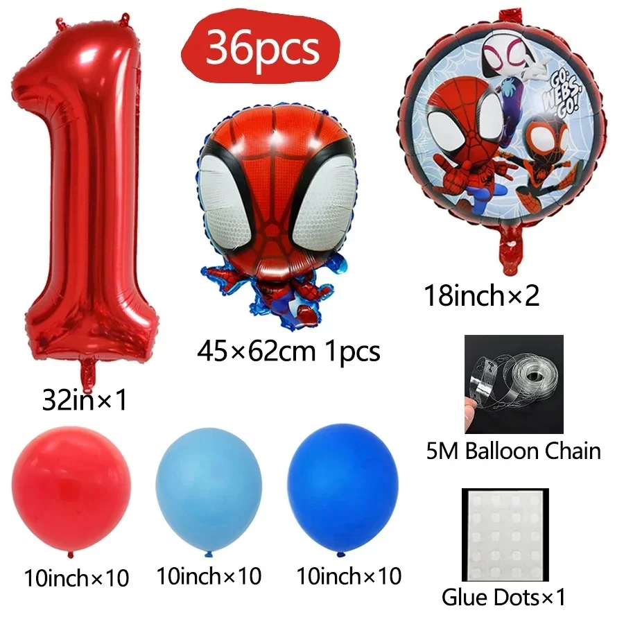 Spider and His Amazing Friends Spider Number Aluminum Balloons Birthday Party Decorations Balloon for Kids Baby Shower gifts view 4