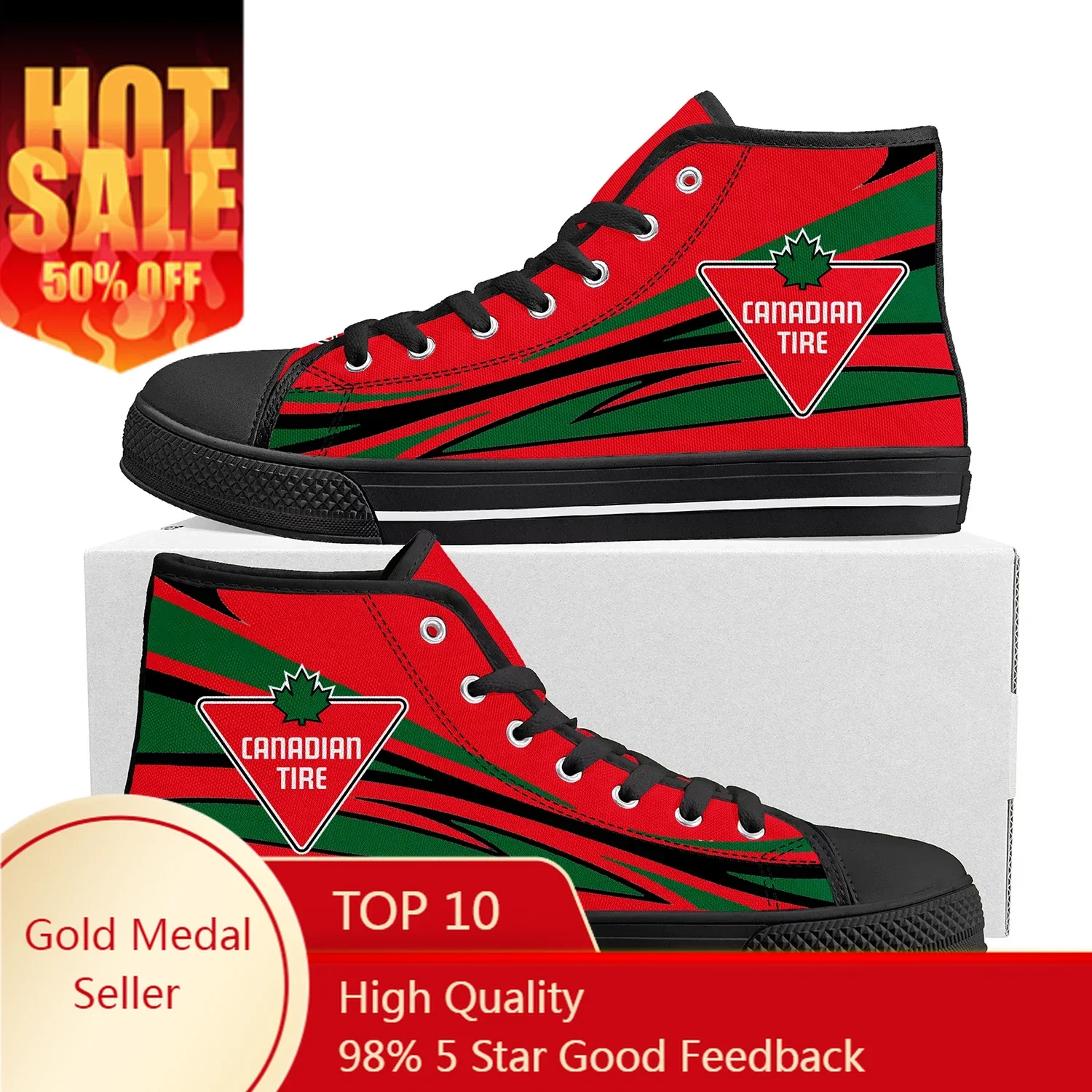 

Canadian Tire Logo High Top High Quality Sneakers Mens Womens Teenager Canvas Sneaker Custom Made Shoe Casual Couple Shoes