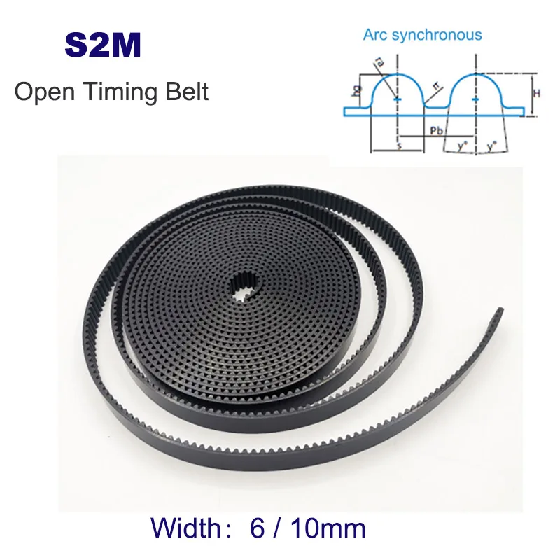 

Open Timing Belt S2M 6mm/10mm Black PU Polyurethane Pitch 2mm S 2M Synchronous Conveyor Pulley 3D Printer Parts 1-10Meters