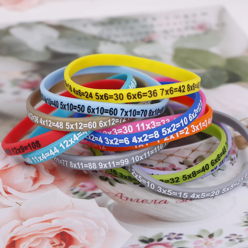 12Pcs/Set Multiplication Tables Soft Silicone Bracelet Learn Math Education Wristband For Kids Preschool Teaching Aids Math Toy