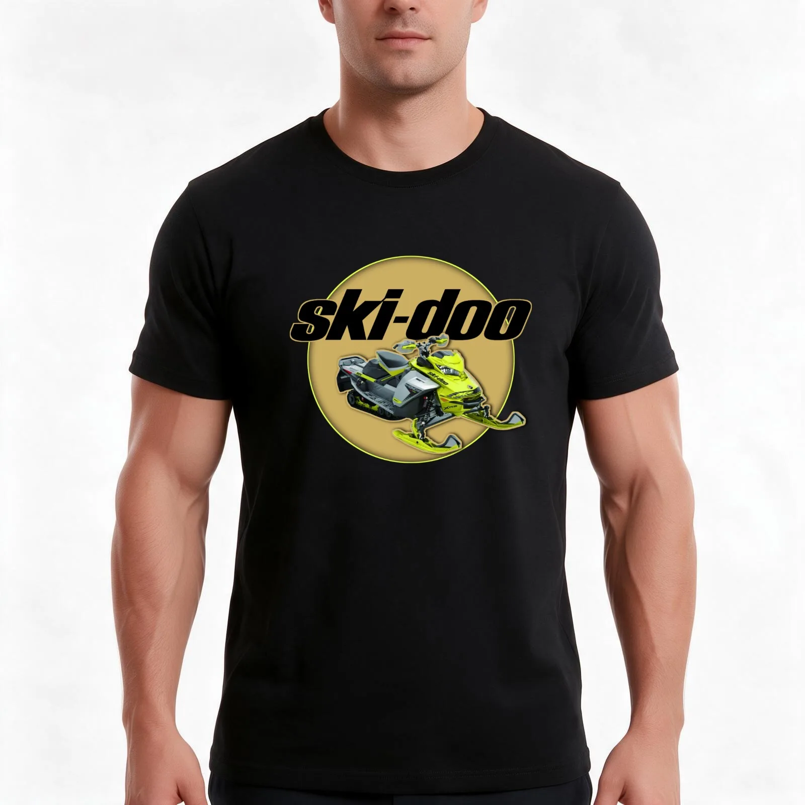 Ski-Doo Snowmobiles T-Shirt, Summer Casual Cotton Tee, Oversized Streetwear Tops, Vintage Graphic Print, Loose Fit Short Sleeve