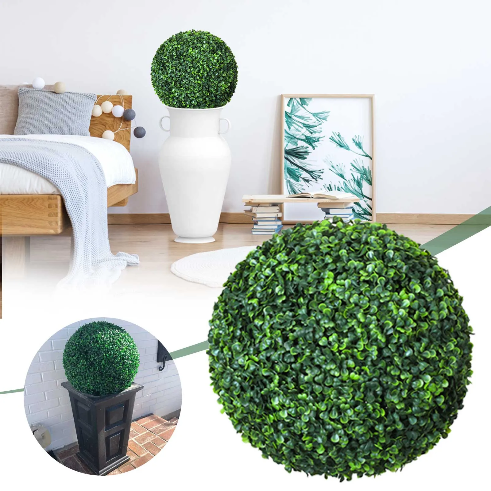 Artificial Topiary Trees Ball Lifelike Plants Leaf Boxwood Decor Cones For Wedding Home Front Patio Planter Deck Garden Backyard