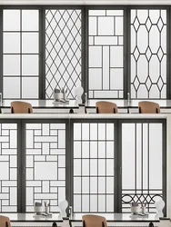 Simple Electrostatic Frosted Window Film Geometric Lines Window Tint Window Film Stained Glass Decorative Static Cling Stained