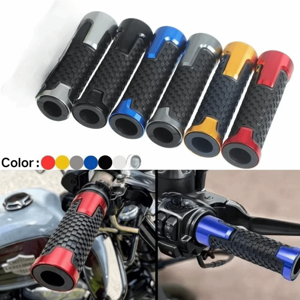 Anti-Slip Motorcycle Handlebar Grips CNC Aluminum Comfort Grip Handlebar Hand Grips Rubber Universal Fit Moto Handlebars Grip